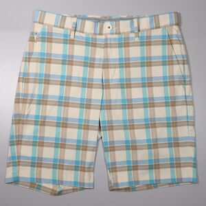 Tommy Bahama Shorts On Par Fairway Plaid Performance Khaki Flat Mens 32 x 10